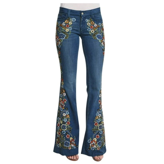 Durtebeua Womens High-Rise Bell Bottom Flare Jeans High Waisted Flare Jeans with Classic Wide Leg Ripped Denim Pants