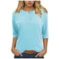 thumbnail image 1 of Durtebeua Womens Short Sleeve Tops Women Short Sleeve Crewneck Ribbed Knit Slim Shirts Summer Tops Basic Tee T-Shirt 2025 Clothes Z03-Sky Blue,XL, 1 of 6