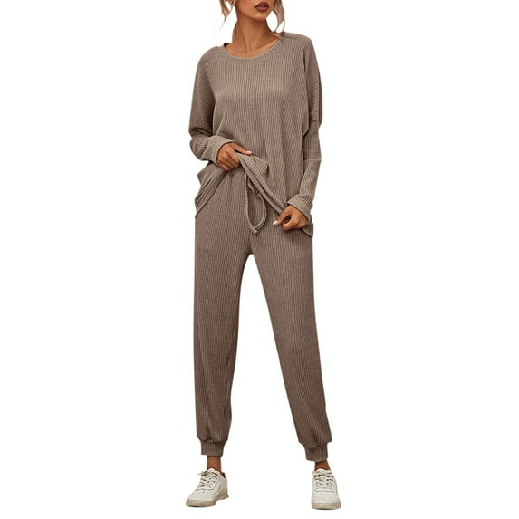 Durtebeua Womens Work Outfits Sets Business Casual Long Sleeve Hooded Sweatshirt Sweatpants 2 Piece Workout Sports Sets