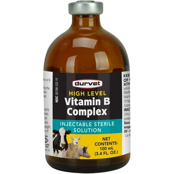 Durvet High-Level Livestock B Complex Vitamin Injectable Solution 100mL