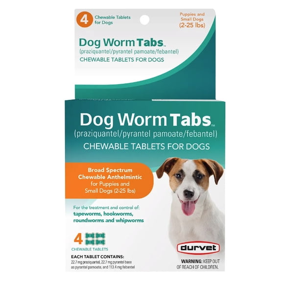 Durvet Dog Worm Chewable Tabs 2-25Lb 4ct