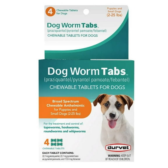 Durvet Dog Worm Chewable Tabs 2-25Lb 4ct