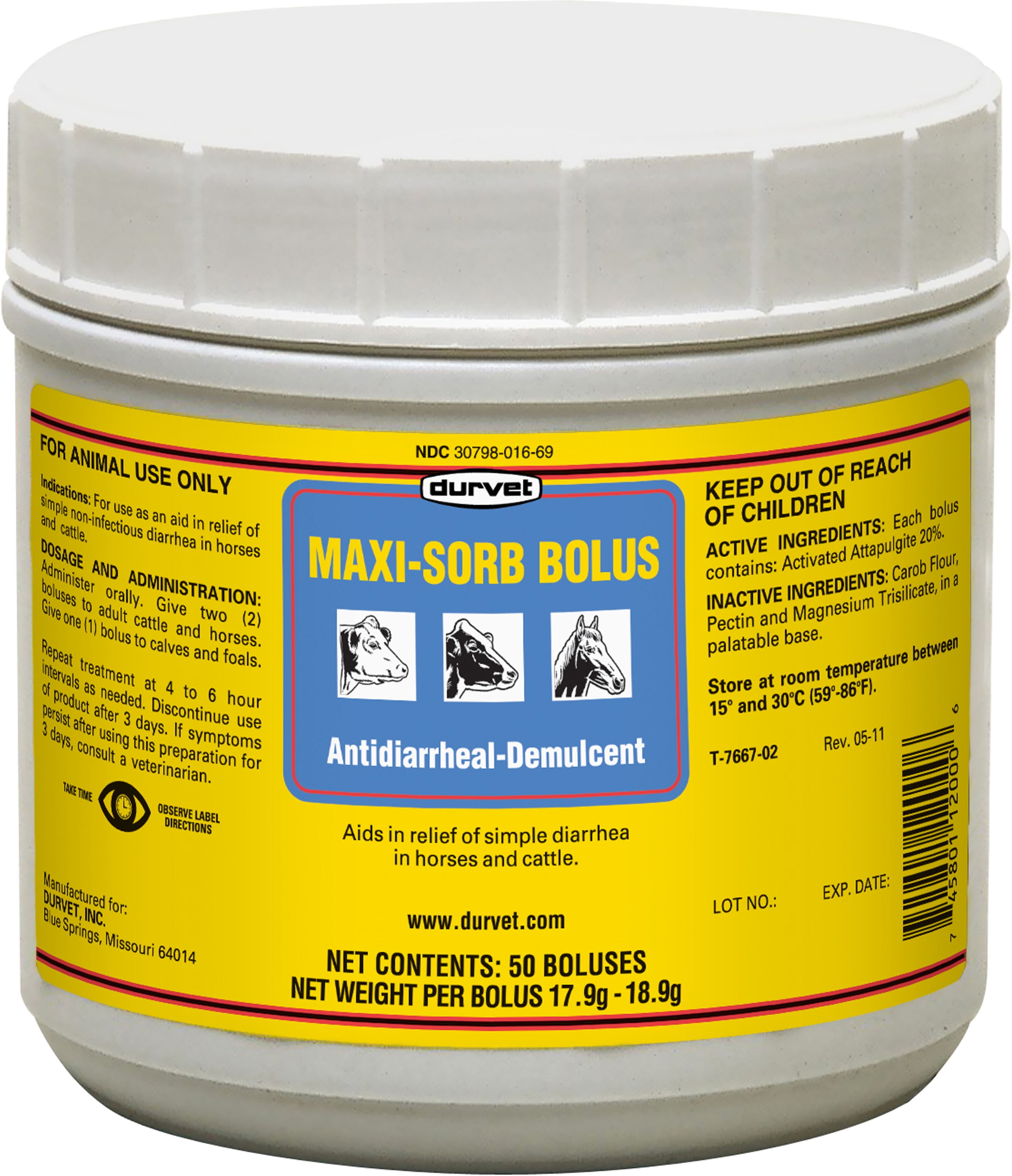 Durvet Inc D-Maxi Sorb Bolus Cattle- Yellow 50 Pack