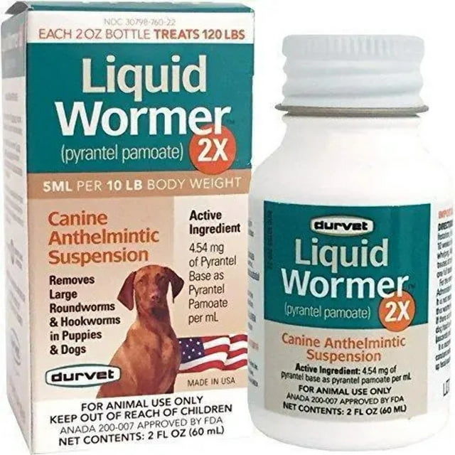 Durvet Liquid Wormer 2x for Puppies and Adult Dogs 2 oz.