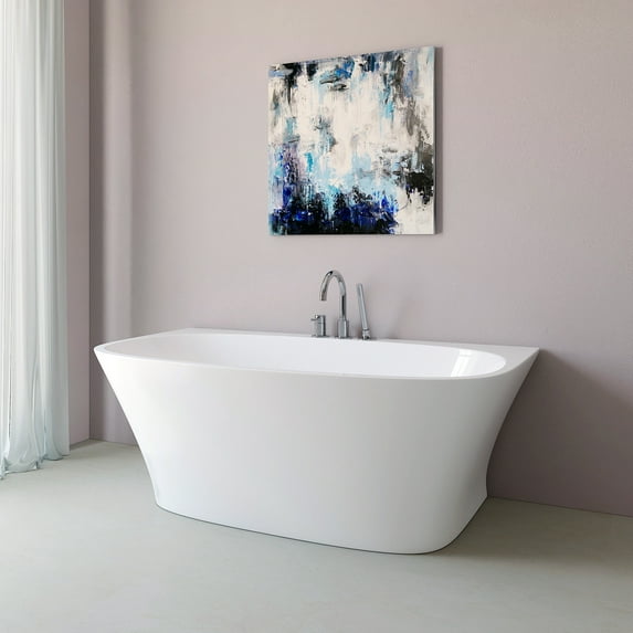 Durwood White High-gloss Center Drain Acrylic Free-standing Tub