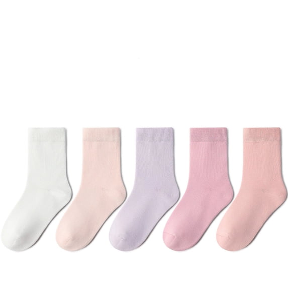 Duryarhall 5 Pair Girls Socks Soft Cotton Ankle Socks for Kids Multicolor Crew Socks for Toddler Girls 3-12 Years