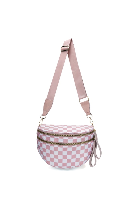 Checkered Nylon Crossbody Bag Spacious Bum Bags, Belt Purse Fanny Packs Wallet for Women