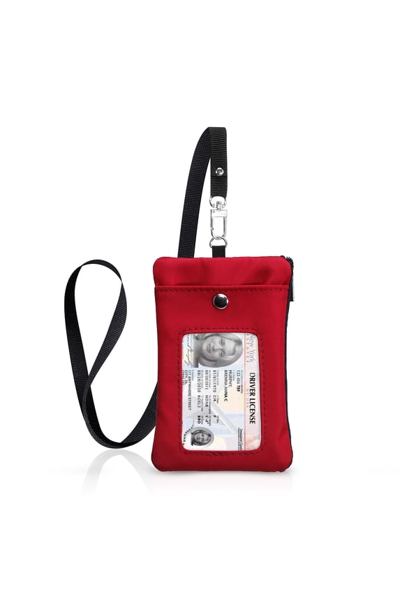RFID Blocking Card Holder Environmental Zip Id Case Wallet With Neck Lanyard