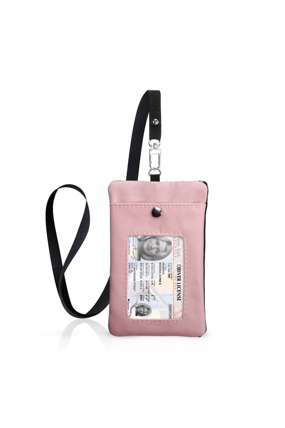 RFID Blocking Card Holder Environmental Zip Id Case Wallet With Neck Lanyard