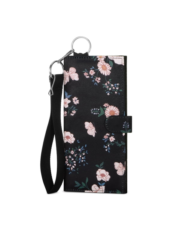 RFID Blocking Snap Wallet Multiple Slots Card Case With Removable Wristlet Strap