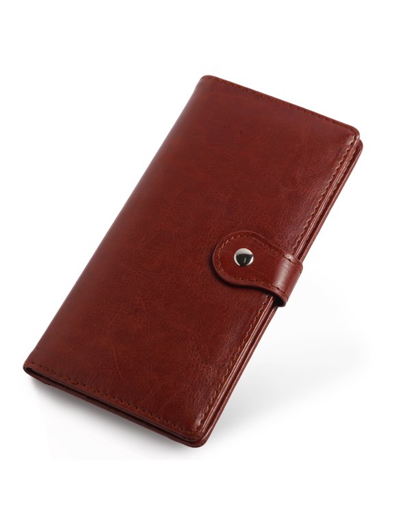 Ultra-thin Long Wallet RFID Blocking Vegan Leather Clutch With Zipper Pocket