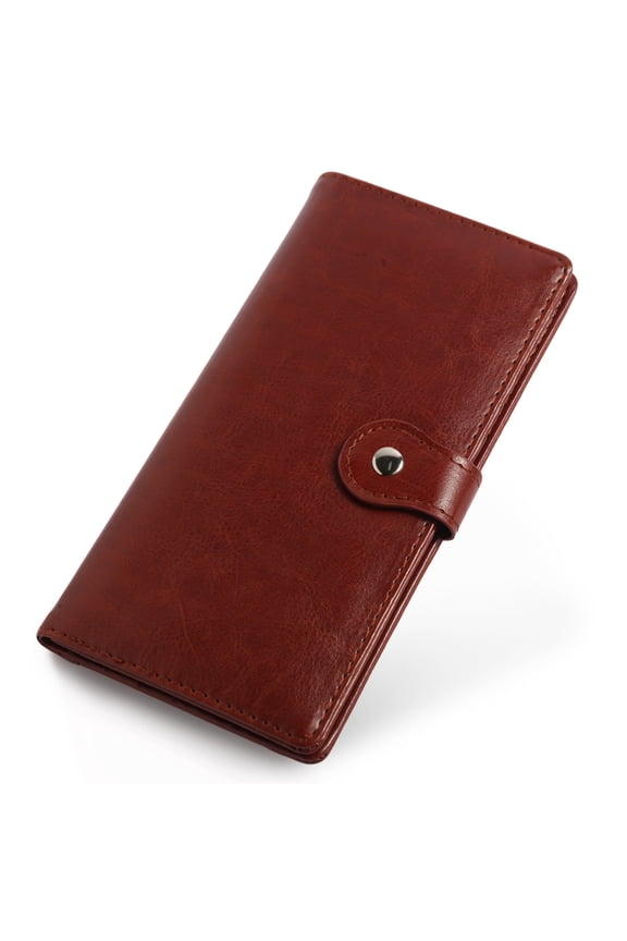 Ultra-thin Long Wallet RFID Blocking Vegan Leather Clutch With Zipper Pocket