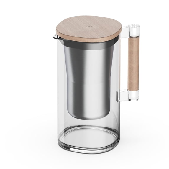 Duryn One Glass & Stainless Steel Water Filter Pitcher - 2.7L Capacity - NSF Certified - Removes PFAS & Microplastics