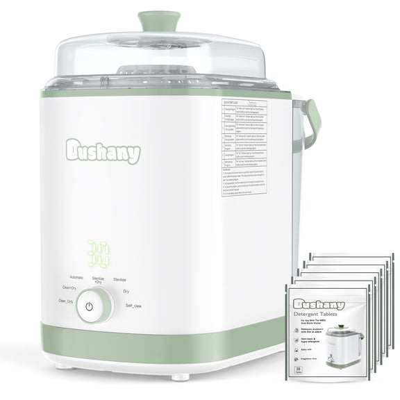 Dushany All-in-One Baby Bottle Washer, Sterilizer and Dryer with 28 Spray Jets & Filter, 30-Min Powerful Wash,99.99% Sterilizer, 4-Bottle Capacity , 72H Storage with High,3-Year Warranty , 3.2L Tank