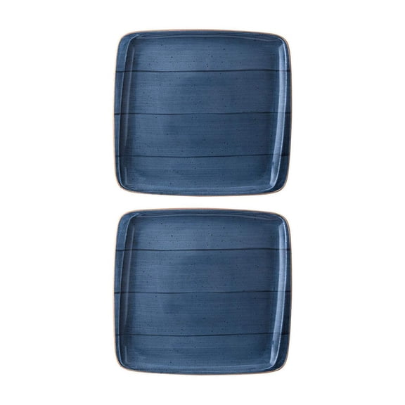 Dusk 8.5" x 8" Square Blue Porcelain Plate (Set of 2)