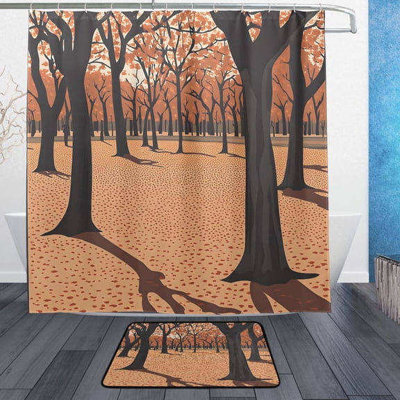 Dusk Bathroom Accessory Sets Waterproof Shower Curtain with Anti-Slip Bath Mat Durable Combo