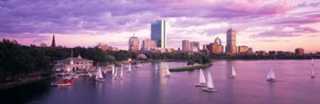 Dusk Boston MA Canvas Art - Panoramic Images (18 x 6)