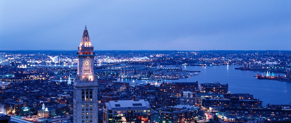 Dusk Boston Massachusetts USA Canvas Art - Panoramic Images (36 x 12)