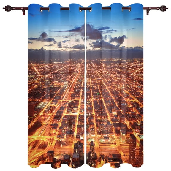 Dusk City Window Curtain Bedroom Living Room Window Drapes Kitchen Decoration Blinds Curtain