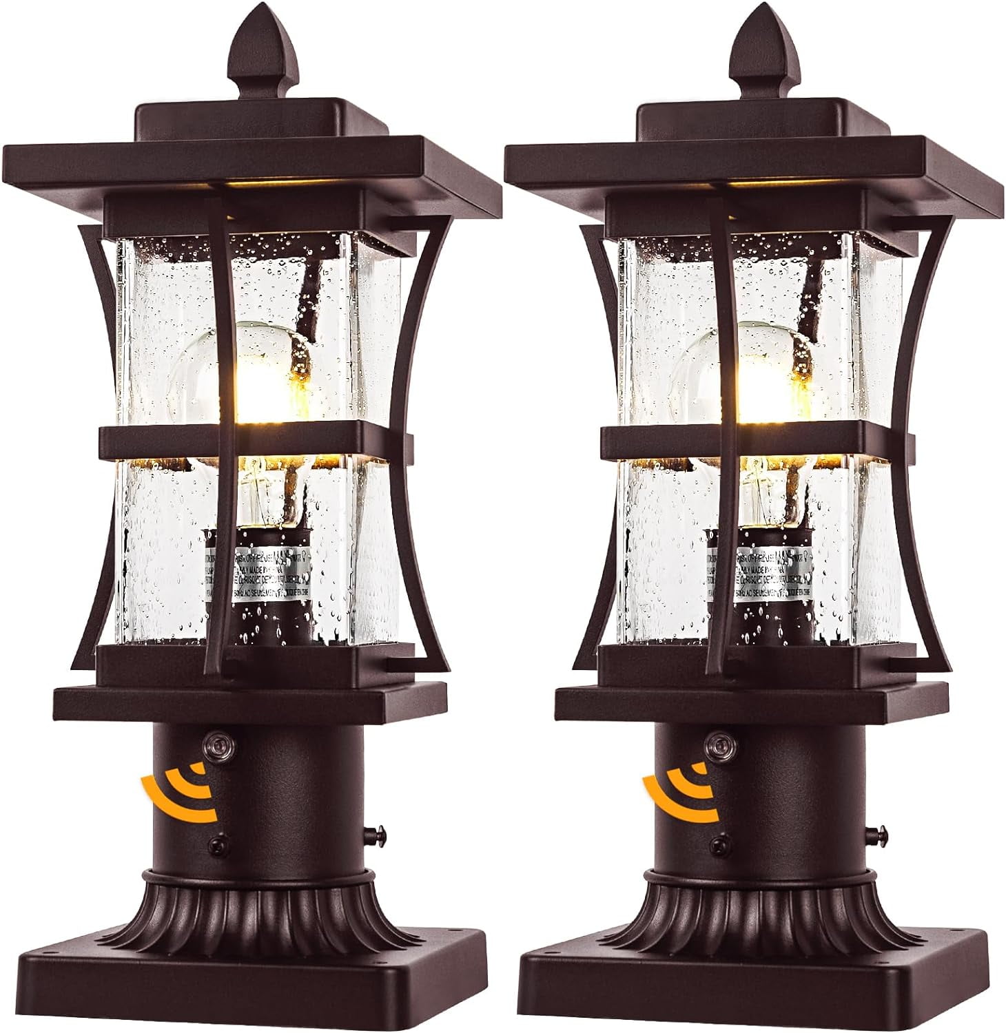 Dusk to Dawn Bronze Outdoor Post Light Fixtures with Pier Mount Base, 2 ...