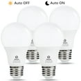 thumbnail image 1 of Dusk to Dawn LED Light Bulb, 6 Watts 40W Equivalent Automatic on/off Light Sensing, A19 LED Soft White 2700K 500LM E26 Base Indoor/Outdoor Security Lighting for Porch, Hallway, 4 Pack, 1 of 8
