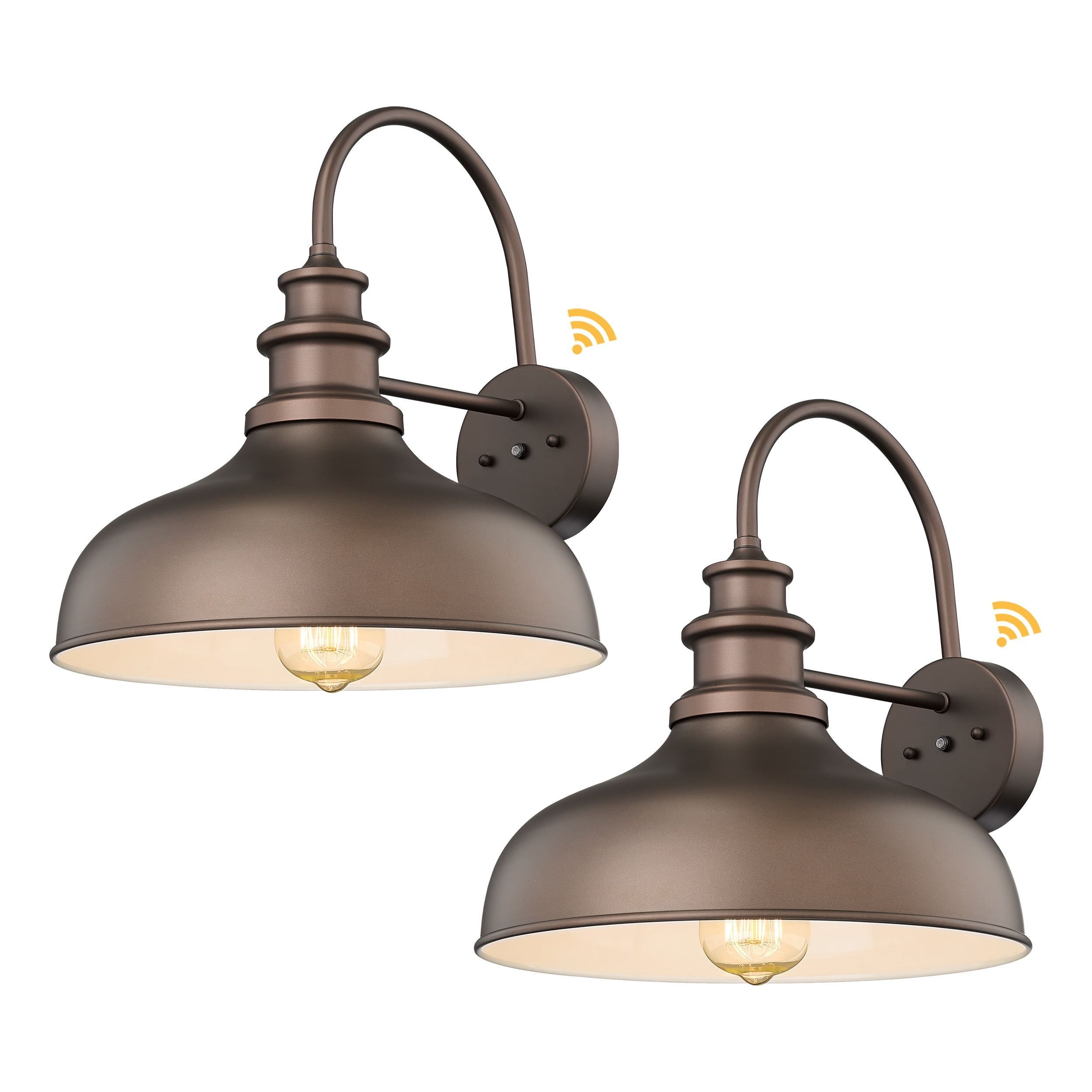 Dusk to Dawn Outdoor Barn Light Anti-Rust Outdoor Wall Sconce Farmhouse Exterior Lighting Fixture Wall Lantern Lamp for Porch,Garage(Oil rubbed bronze finish+ white interior, 2 Pack)