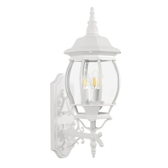 Dusk to Dawn Outdoor Wall Light Fixtures, Outdoor Wall Lantern Exterior Waterproof Lantern Anti-Rust & Waterproof, Water Ripple Glass, Outside Wall Sconce Porch Light for House, Garage(3-Light)