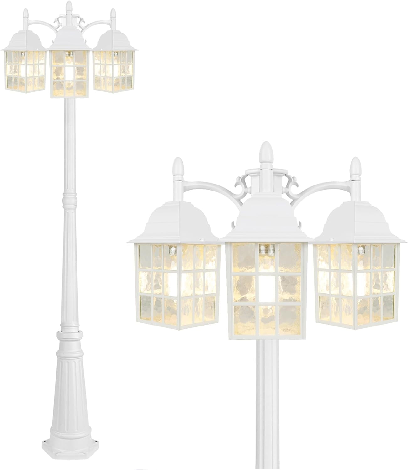 Dusk to Dawn Sensor Outdoor Lamp Post Light Fixture, Triple Head Light