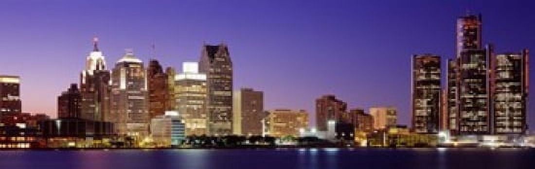Dusk Detroit Michigan USA Canvas Art - Panoramic Images (18 x 6)