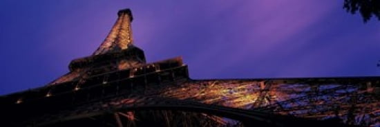 Dusk Eiffel Tower Paris France Canvas Art - Panoramic Images (36 x 12)