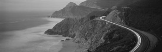 Dusk Highway 1 Pacific Coast CA USA Canvas Art - Panoramic Images (36 x 12)
