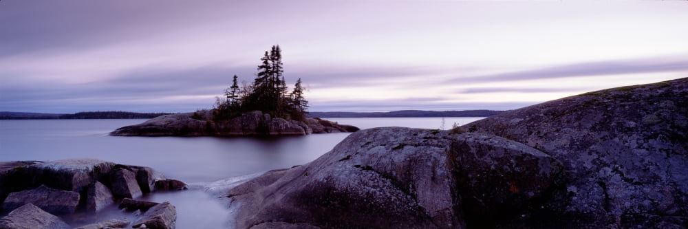 Dusk Iconic Island Lake Superior On Canvas Art - Ron Watts Design Pics (36 x 12)