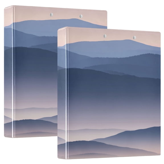 Dusk Landscape 12.4x10.6in PVC Round Ring Binder, D-Ring 3-Hole, Metal Clip, 200 Sheets