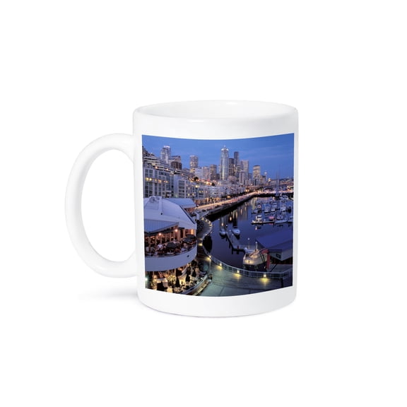 3drose, Dusk on Bell Harbor in Seattle, Washington - Us48 Rdu0008 - Richard Duval, 15oz Mug