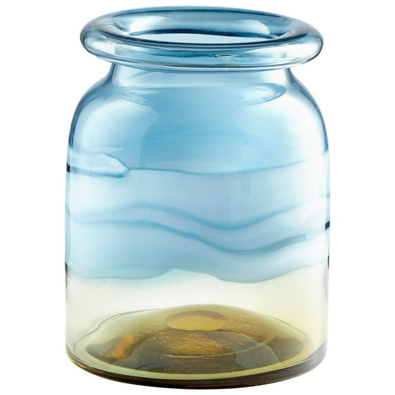 09186-Cyan lighting-Dusk On The Horizon - small Vase - 8.75 Inches Wide by 11 Inches High