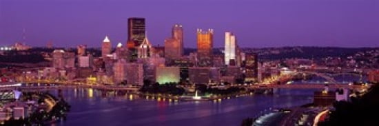 Dusk Pittsburgh PA USA Canvas Art - Panoramic Images (36 x 12)