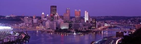 Dusk Pittsburgh PA USA Canvas Art - Panoramic Images (36 x 12)