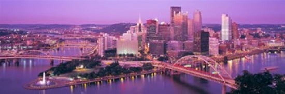 Dusk Pittsburgh Pennsylvania USA Canvas Art - Panoramic Images (18 x 6)