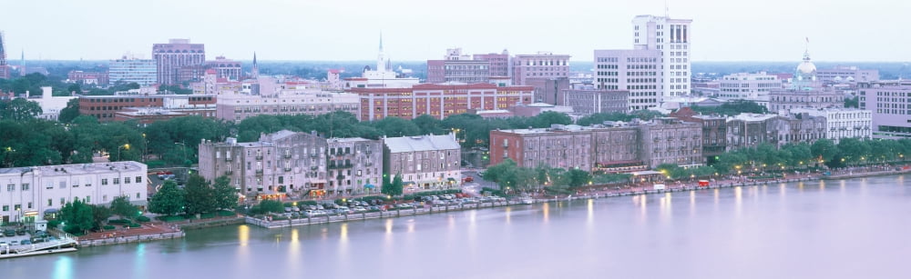 Dusk Savannah GA Canvas Art - Panoramic Images (27 x 9)