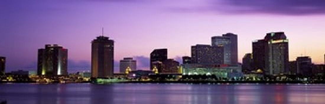 Dusk Skyline New Orleans Louisiana USA Canvas Art - Panoramic Images (18 x 6)