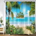thumbnail image 1 of Dusk Sunset Beach Shower Curtains Tropical Ocean Palm Tree Forest Waterfall Nature Scenery Cloth Home Decor Bathroom Curtain Set, 1 of 5