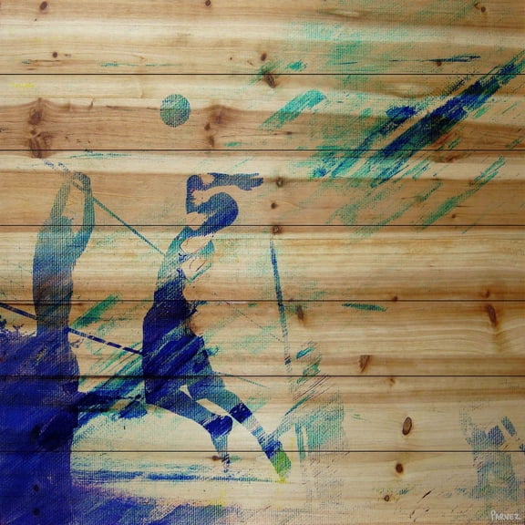"Dusk Volleyball" Painting Print on Natural Pine Wood