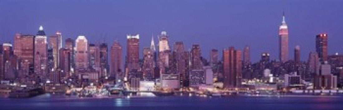 Dusk West Side NYC New York City US Canvas Art - Panoramic Images (18 x 6)
