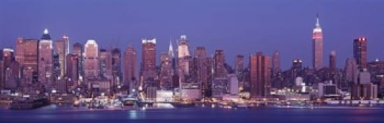 Dusk West Side NYC New York City US Canvas Art - Panoramic Images (36 x 12)