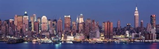 Dusk West Side NYC New York City USA Canvas Art - Panoramic Images (36 x 12)