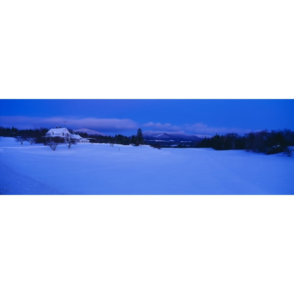 Dusk in Lyndonville Darling Hill Road and Mount Burke Vermont Canvas Art - Panoramic Images (27 x 9)