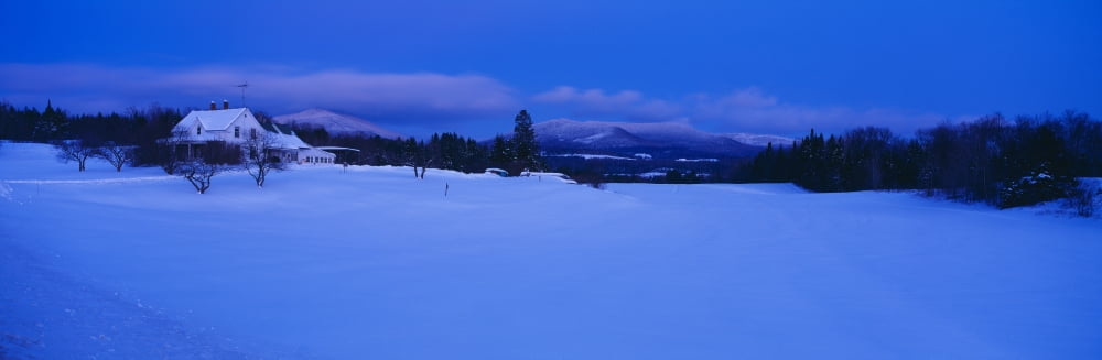 Dusk in Lyndonville Darling Hill Road and Mount Burke Vermont Canvas Art - Panoramic Images (36 x 12)