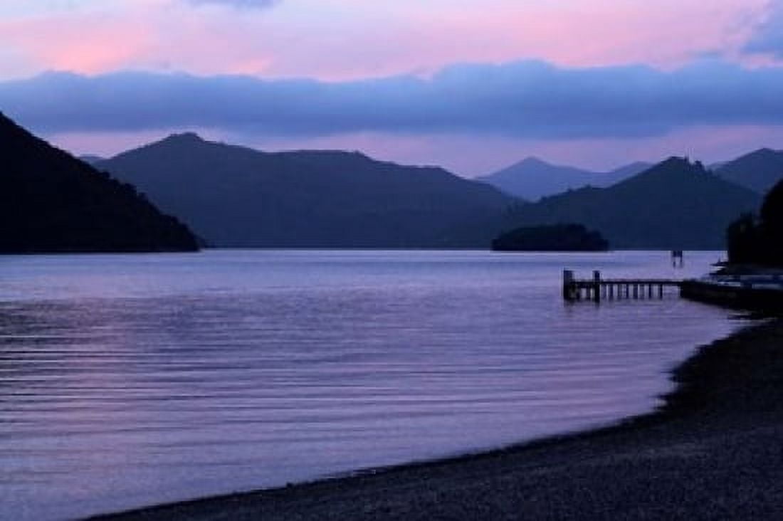 Dusk on Picton Harbour Marlborough Sounds South Island New Zealand Canvas Art - David Wall DanitaDelimont (34 x 23)