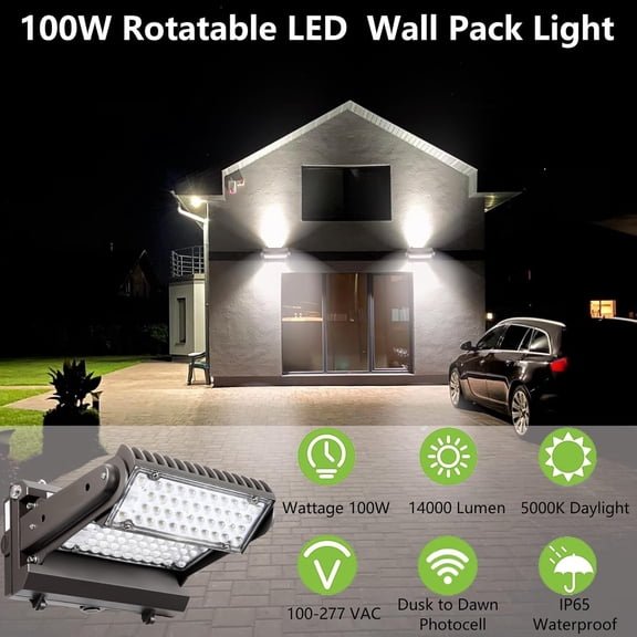 Dusk to  100W Rotatable LED Wall Pack Light