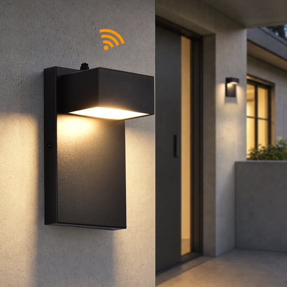 Outdoor Wall Sconce with Dusk to Dawn Sensor,3000K Warm White,LED Waterproof Black Outdoor Porch Light Fixture for House, Garage, Entryway